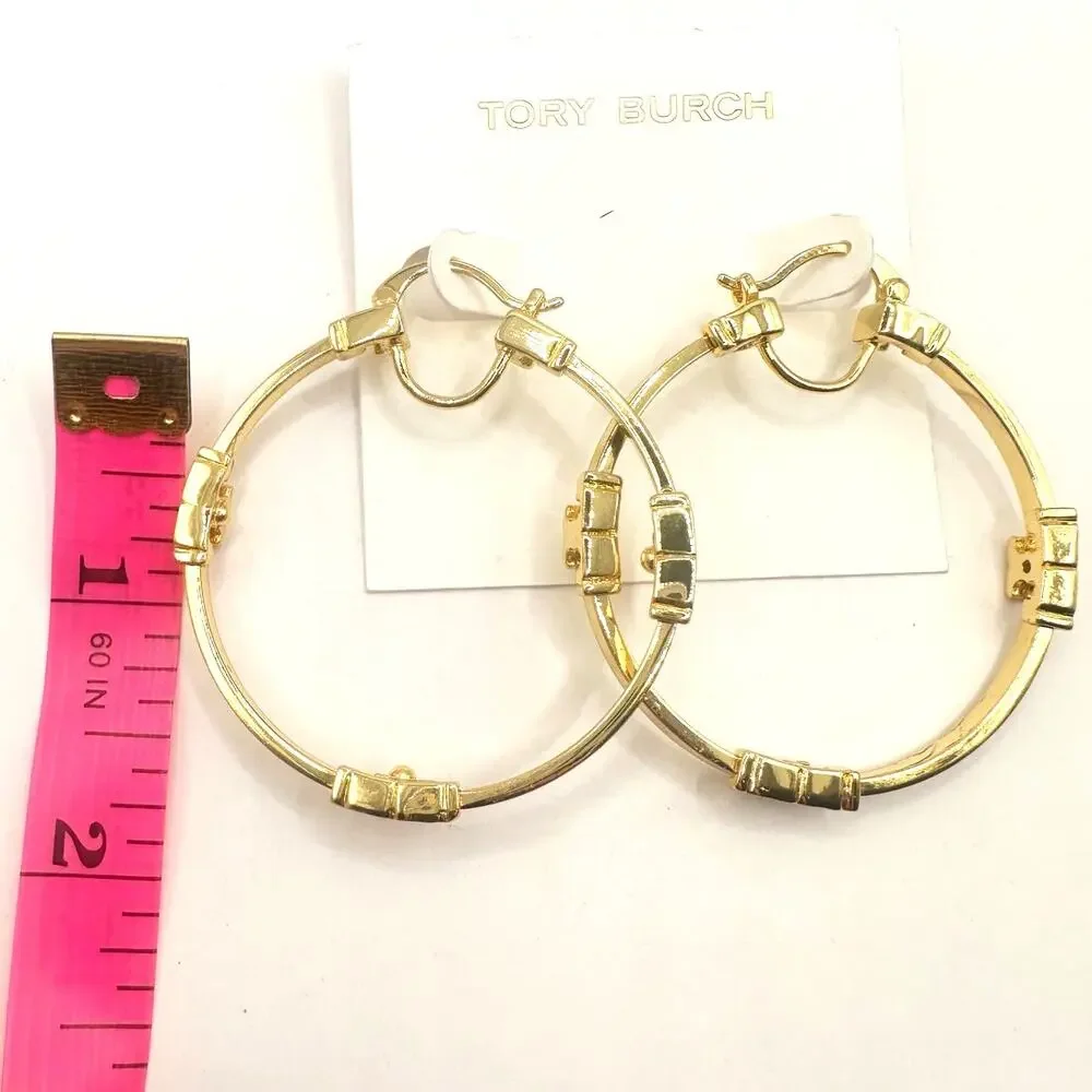 Tory Burch Logo T Earrings Oversized Signature Designer Jewelry NWT Gold